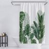 72"W x 72"H Tropical Green Leaves Botanical Polyester Shower Curtain