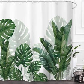 72"W x 84"H Tropical Green Leaf Botanical Polyester Shower Curtain