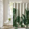 72"W x 72"H Tropical Green Leaves Linen Polyester Blend Shower Curtain
