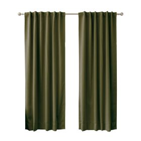 52 x 108 inch Solid Olive Green Thermal Blackout Curtain Panels - Set of 2