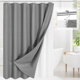 72"W x 84"H Grey Waffle Textured 3 in 1 Shower Curtain Set