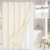 72"W x 84"H Ivory Waffle Textured Shower Curtain Set with Liner