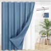 72"W x 72"H Blue Waffle Textured 3 in 1 Shower Curtain Set