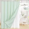 72"W x 72"H Mint Green Waffle Textured Shower Curtain Set with Liner
