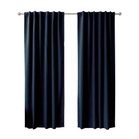52 x 84 inch Solid Navy Blue Thermal Blackout Curtain Panels - Set of 2