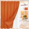 72"W x 72"H Burnt Orange Waffle Textured Shower Curtain Set with Liner