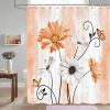 72"W x 72"H Orange Vibrant Floral Butterfly Polyester Shower Curtain