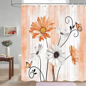 72"W x 78"H Orange Vibrant Floral Butterfly Polyester Shower Curtain