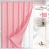 72"W x 72"H Pink Waffle Textured Polyester Shower Curtain Set with PEVA Liner