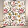 72"W x 84"H Vintage Floral Peony Pink Polyester Shower Curtain