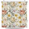 72"W x 72"H Vintage Floral Peony Yellow/Pink Polyester Shower Curtain