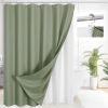 72"W x 72"H Sage Green Waffle Textured 3 in 1 Shower Curtain Set