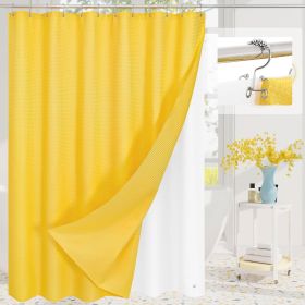 72"W x 72"H Yellow Waffle Textured 3 in 1 Shower Curtain Set