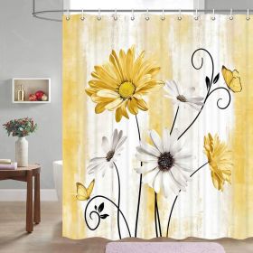 72"W x 78"H Yellow  Vibrant Floral Butterfly Polyester Shower Curtain