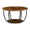 Coffee Table, Modern Round Coffee Table, 2 Tiers Wooden Circle Center Desk with Open Storage
