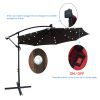 10 ft Outdoor Patio Umbrella Solar Powered LED Lighted Sun Shade Market Waterproof 8 Ribs Umbrella with Crank and Cross Base for Garden Deck Backyard