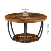 Coffee Table, Modern Round Coffee Table, 2 Tiers Wooden Circle Center Desk with Open Storage