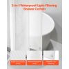 No Hook Shower Curtain, 2-in-1 Waterproof Waffle Weave Shower Curtains, 240 GSM Curtain with Snap-in Liner, See-Through Window, and Magnets