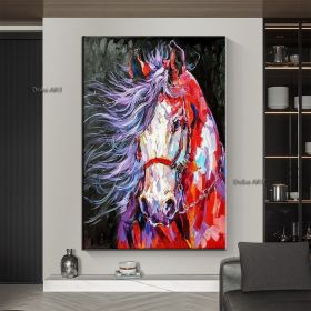 Oil Painting Handmade Hand Painted Wall Art Mintura Modern Abstract Horse Animal Home Living Room hallway bedroom luxurious decorative painting (1: 90X120cm, 2: A)