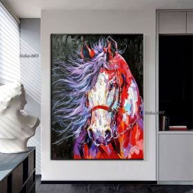 Oil Painting Handmade Hand Painted Wall Art Mintura Modern Abstract Horse Animal Home Living Room hallway bedroom luxurious decorative painting (1: 100x150cm, 2: A)