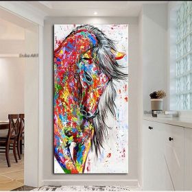 Oil Painting Handmade Hand Painted Wall Art Mintura Modern Abstract Horse Animal Home Living Room hallway bedroom luxurious decorative painting (1: 50x70cm, 2: B)