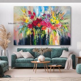Handmade Hand Painted Wall Art On Canvas Abstract Colorful Vintage Floral Botanical Modern Home Living Room hallway bedroom luxurious decorative (size: 90x120cm)