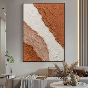 Handmade Textured Blush White and Brown Acrylic Painting Oversized Art Brush Stroke Modern Wall Art Extra Large Handmade Painting on Canvas Frameless (Style: 03, size: 90x120cm)