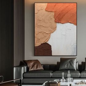 Handmade Textured Blush White and Brown Acrylic Painting Oversized Art Brush Stroke Modern Wall Art Extra Large Handmade Painting on Canvas Frameless (Style: 01, size: 50x70cm)