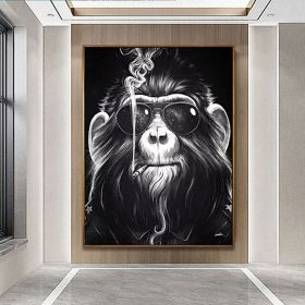 Oil Painting Handmade Hand Painted Wall Art Pop Cartoon Lion Animal Home Entryway Living Room Bedroom Luxurious Decoration Painting (Style: 02, size: 90x120cm)
