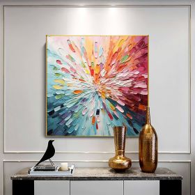Hand Painted Oil Painting Original Colorful Oil Painting on Canvas Modern Textured Wall Art Abstract Leaves Art Decor Custom Gift Painting Living room (Style: 01, size: 120x120cm)