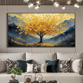 Large Original Golden Tree Oil Painting on Canvas, Custom Wall Art, Abstract Tree of Life Wall Art, Boho Wall DÃ©cor, Living Room Home Decor (Style: 01, size: 40x80cm)