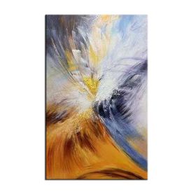 Aestheticism Simple abstract 100% Handmade Oil painting yellow landscape Large Abstract Canvas Art Oil Painting Wall Pictures (size: 75x150cm)