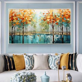 Abstract Forest Oil Painting on Canvas Large Wall Art Original Tree Landscape Art Custom Painting Modern Living Room Decor Handmade Gift (Style: 01, size: 120x240cm)