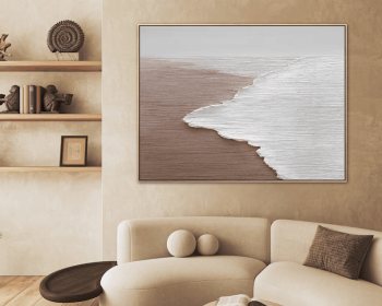 Landscape Textured Beach White Waves Acrylic Painting Oversized Art Custom Rectangle Modern Wall Art Extra Large Handmade Painting on Canvas (Style: 01, size: 70x100cm)