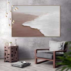 Landscape Textured Beach White Waves Acrylic Painting Oversized Art Custom Rectangle Modern Wall Art Extra Large Handmade Painting on Canvas (Style: 01, size: 100x150cm)