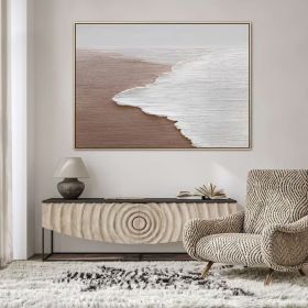 Landscape Textured Beach White Waves Acrylic Painting Oversized Art Custom Rectangle Modern Wall Art Extra Large Handmade Painting on Canvas (Style: 01, size: 140x210cm)