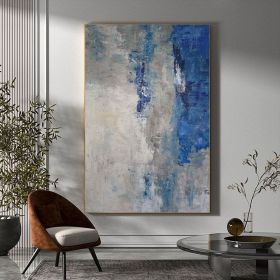 Handmade Oil Painting Blue And Grey Abstract Painting On Canvas Colorful Acrylic Art Modern Painting Wall Art For Home Decor And Office (Style: 01, size: 100x150cm)