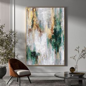 Handmade Oil Painting Green Minimalism Painting Green Wall Art Large Green Abstract Painting Green And Grey Abstract Canvas Art Acrylic Painting (Style: 01, size: 50x70cm)