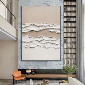 Original 3D Ocean Beach Painting Minimalist Landscape Abstract Painting Neutral 3D Textured Wall Art Abstract Wave Art Living Room Decor (Style: 01, size: 50x70cm)