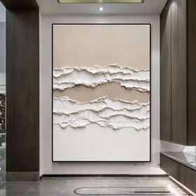 Original 3D Ocean Beach Painting Minimalist Landscape Abstract Painting Neutral 3D Textured Wall Art Abstract Wave Art Living Room Decor (Style: 01, size: 140x210cm)