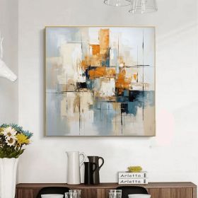 Minimalist Abstract Painting Geometric Abstract Art Colorful Oil Painting 3D Texture Orange Painting Original Knife Painting On Canvas Art (Style: 01, size: 120x120cm)