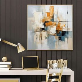 Minimalist Abstract Painting Geometric Abstract Art Colorful Oil Painting 3D Texture Orange Painting Original Knife Painting On Canvas Art (Style: 01, size: 140x140cm)