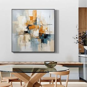 Minimalist Abstract Painting Geometric Abstract Art Colorful Oil Painting 3D Texture Orange Painting Original Knife Painting On Canvas Art (Style: 01, size: 160x160cm)