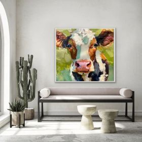 Cow Oil Painting Cow Portrait Original Art Farm Animals Wall Art Father's Day Gifts (Style: 01, size: 80x80cm)