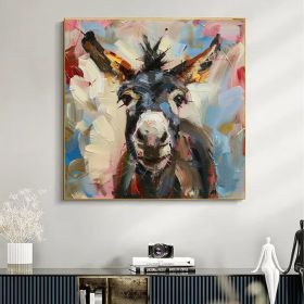 Donkey Portrait Canvas Painting Farm Animals Original Canvas Art Kids Room Decor Christmas Gifts (Style: 01, size: 140x140cm)