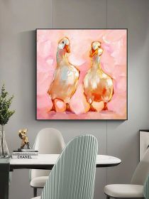 Geese Painting Goose Original Art Farm Animal Oil Painting Bird Artwork Friendship Wall Art (Style: 01, size: 100x100cm)