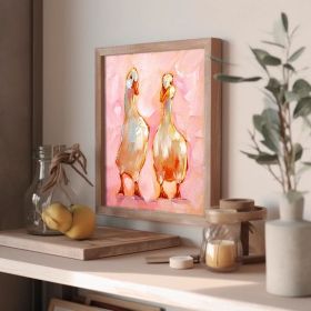 Geese Painting Goose Original Art Farm Animal Oil Painting Bird Artwork Friendship Wall Art (Style: 01, size: 120x120cm)