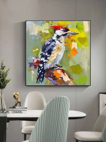 Woodpecker Original Oil Painting Animals Art Wall Decor for Bird Lovers Home Decor Christmas Gifts (Style: 01, size: 160x160cm)