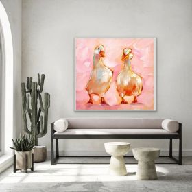Geese Painting Goose Original Art Farm Animal Oil Painting Bird Artwork Friendship Wall Art (Style: 01, size: 160x160cm)