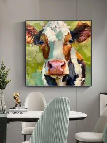 Cow Oil Painting Cow Portrait Original Art Farm Animals Wall Art Father's Day Gifts (Style: 01, size: 160x160cm)